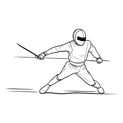 Fencing. Fencing sport. Black and white vector illustration.