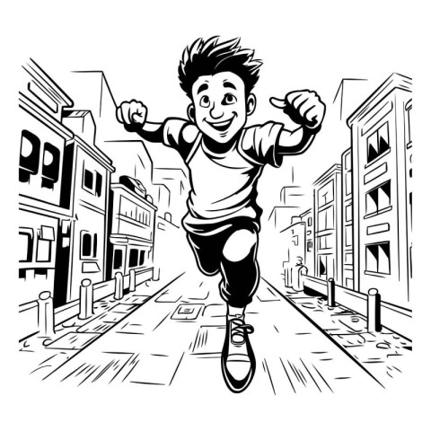 Man running on a city street. Vector illustration ready for viny