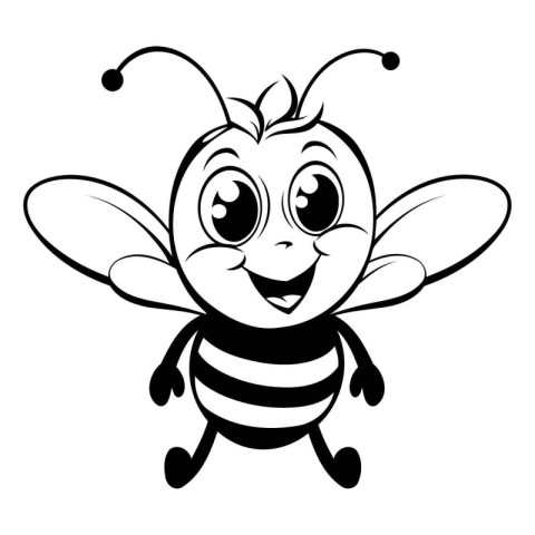 Cute bee cartoon. Vector illustration isolated on a white backgr