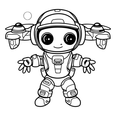 Coloring Page Outline Of Astronaut Cartoon Character Vector Illu