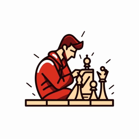 Chess player flat icon. Vector illustration of chess player in r