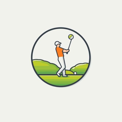 Golfer on golf course. vector illustration in flat style.