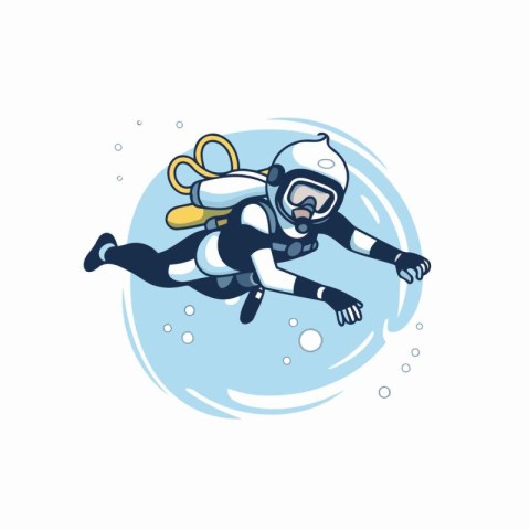 Scuba diver vector illustration. Cartoon scuba diver in scuba su