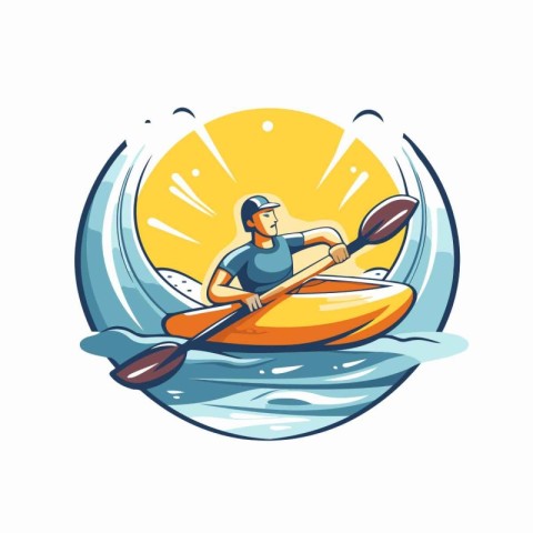 Kayaking. canoeing. paddling. kayaking vector icon