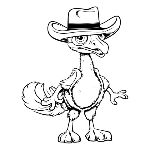 illustration of a turkey in a cowboy's hat on a white background