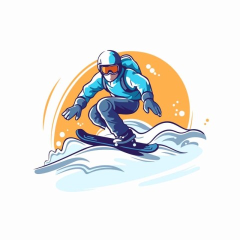 Snowboarder. Extreme winter sport. Vector illustration on white