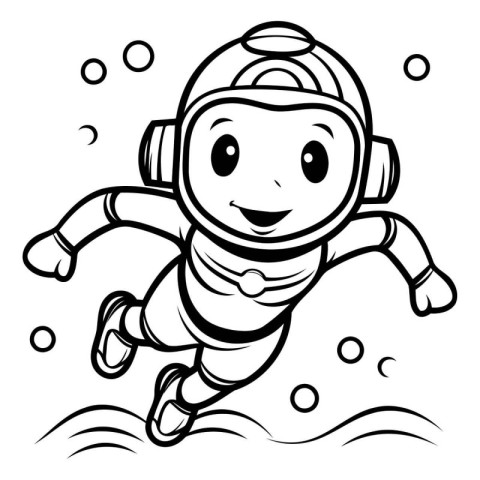 Coloring book for children - Astronaut in the sea. Vector illust