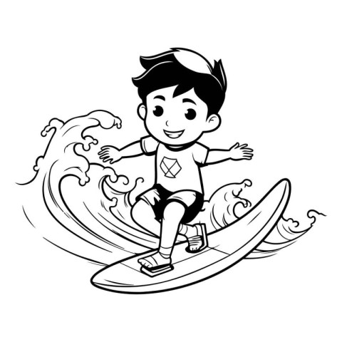 surfer boy with surfboard cartoon icon over white background. ve