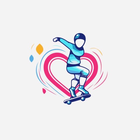 Skateboarder logo. Vector illustration of a skateboarder on a sk