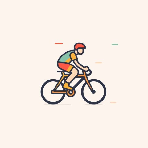 Cyclist flat line icon. vector illustration. eps 10.