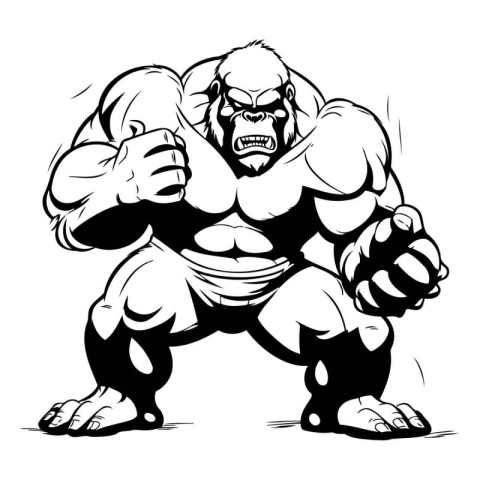 Mascot of a strong gorilla with thumbs up. Vector illustration r