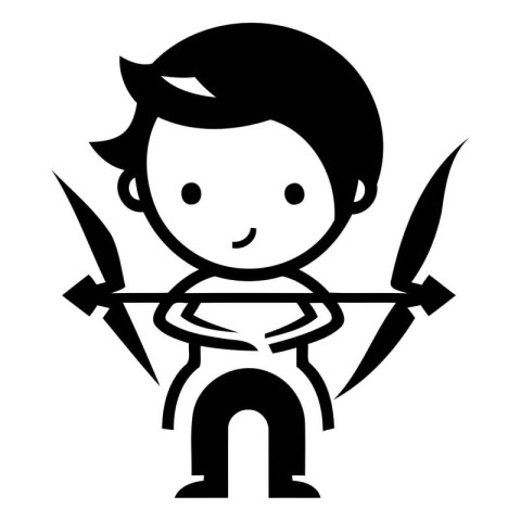 Cupid with bow and arrow icon. Simple illustration of bow and ar