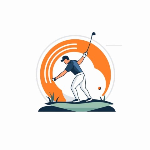 Golf club vector logo design template. Professional golfer in ac