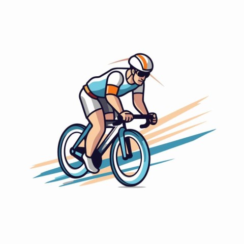 Cyclist riding a bicycle. Vector illustration on white backgroun