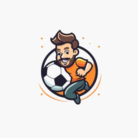 Soccer player with ball. vector logo design. Vector illustration