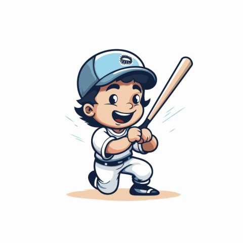 Baseball Player Cartoon Mascot Character Design. Vector Illustra