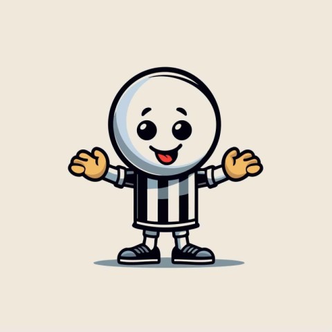 Cute cartoon soccer ball mascot on a gray background. Vector ill