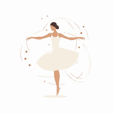 Vector illustration of ballerina in a white tutu on a white back