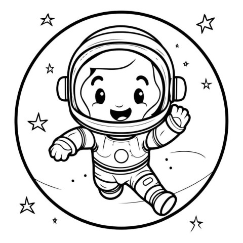 Illustration of a Kid Astronaut Wearing a Spacesuit Vector