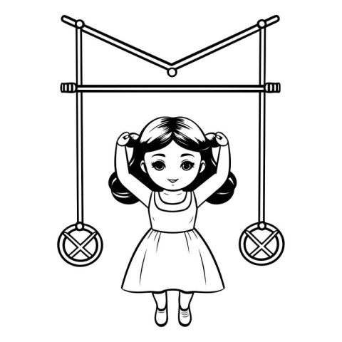 cute little girl playing swing vector illustration graphic desig