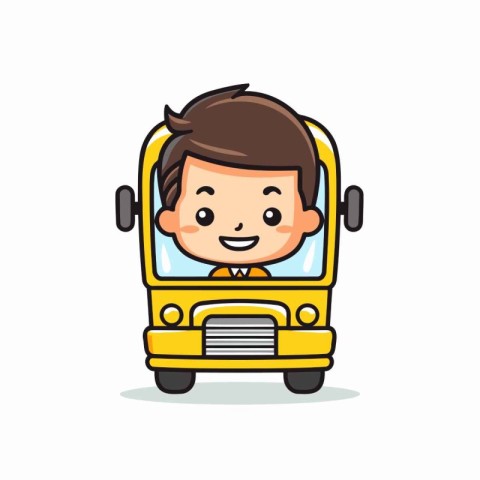 School bus driver character design. School bus vector illustrati