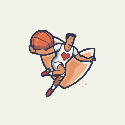 Basketball player with ball. Vector illustration of a basketball