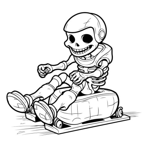 Skull riding a skateboard. Vector illustration ready for vinyl c