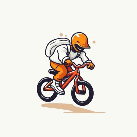 Vector illustration of a man riding a bike. Cyclist in helmet an