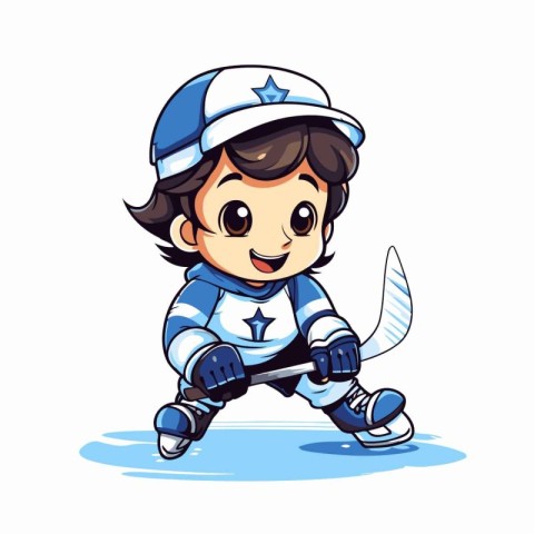 Ice hockey player. Cartoon vector illustration isolated on a whi