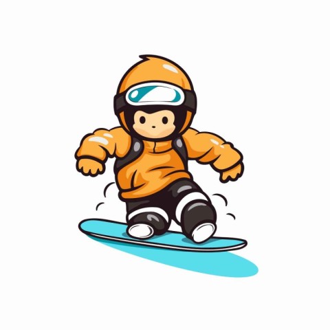 Snowboarder cartoon isolated on a white background. Vector illus