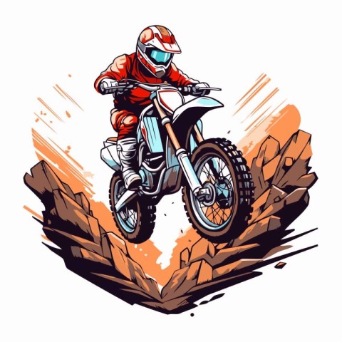 Motocross rider on the race. Vector illustration of a motocross