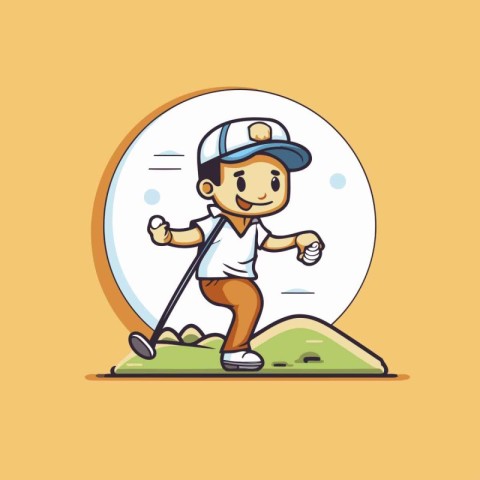 Golfer cartoon character vector illustration. Golf player icon d