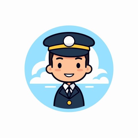 Cute boy pilot in uniform. Vector illustration in flat style.