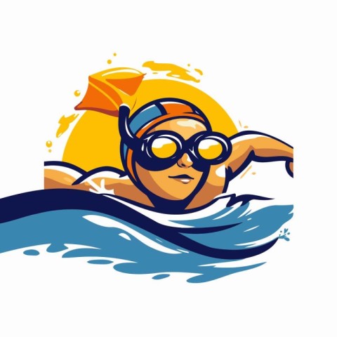 Swimming pool vector logo design. Swimming club logo design temp