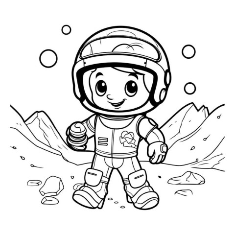 Coloring book for children: Astronaut in space suit and helmet