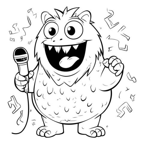 Black and White Cartoon Illustration of Funny Mascot Character S