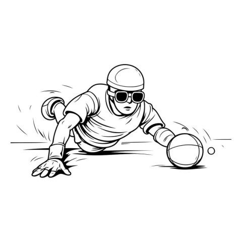 Cricket player. Vector illustration of cricket player with ball.