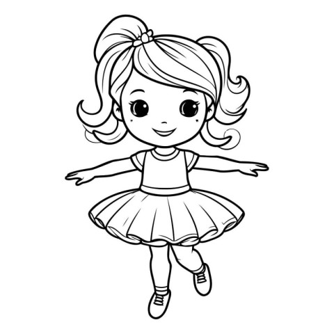 Coloring Page Outline Of a Cute Little Ballerina