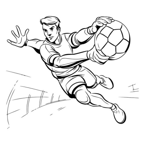 Soccer player jumping with ball. Vector illustration ready for v