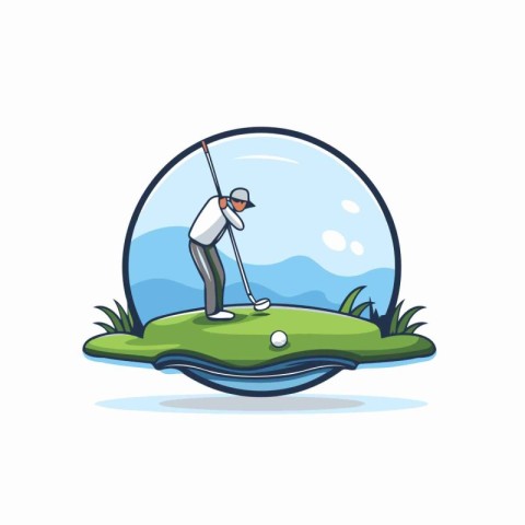 Golfer on a golf course. Vector illustration in cartoon style.