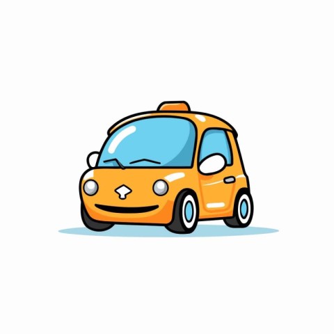 Cute cartoon taxi. Vector illustration isolated on a white backg