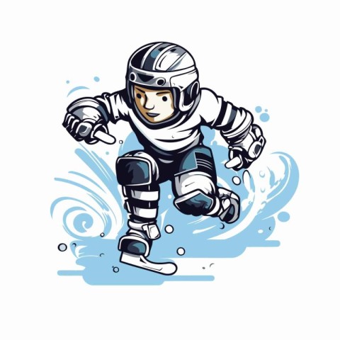 Ice hockey player. Vector illustration of a hockey player on ice