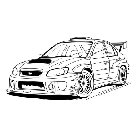 Sketch of the car on a white background. Vector illustration