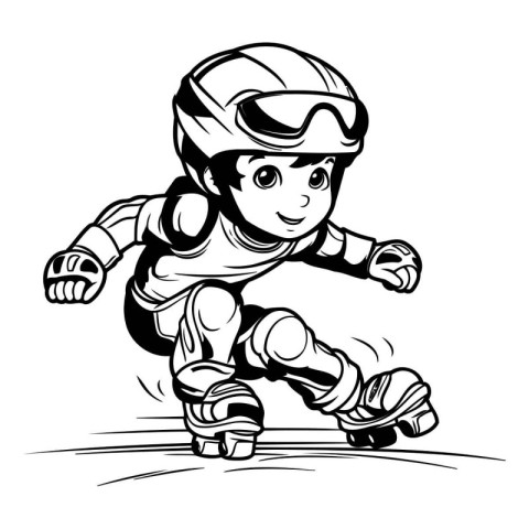 Mascot Illustration of a Kid Skater Rollerblading