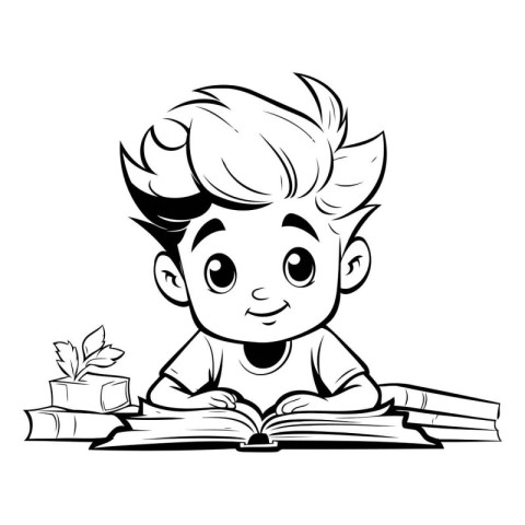 Boy reading a book. Vector illustration of a boy reading a book.