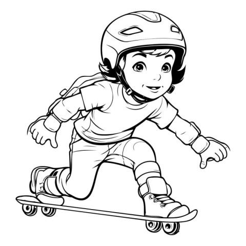 Boy riding skateboard. Vector illustration of a child on skatebo