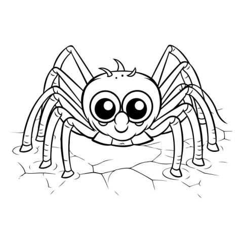 Coloring book for children: spider. Black and white vector illus