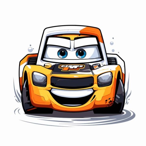 Vector illustration of funny cartoon monster truck. Isolated on