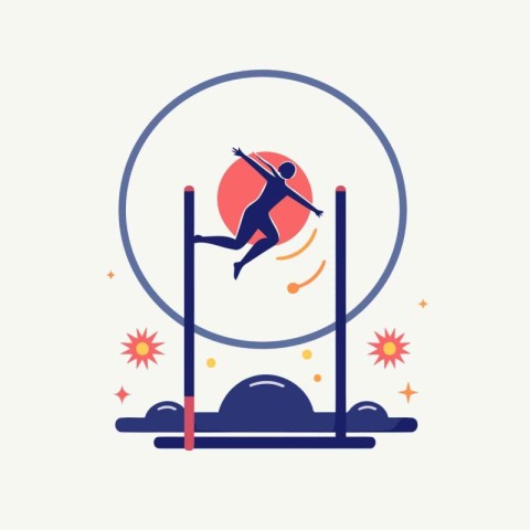 Hurdle jump icon. Vector illustration in flat linear style.