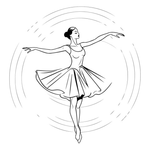 Beautiful ballerina in a white tutu. Vector illustration.